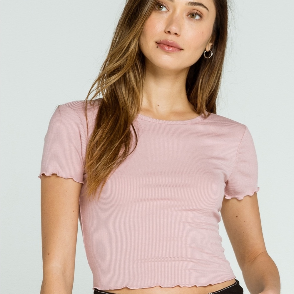 HP-Ribbed Lettuce Womens Crop Tee